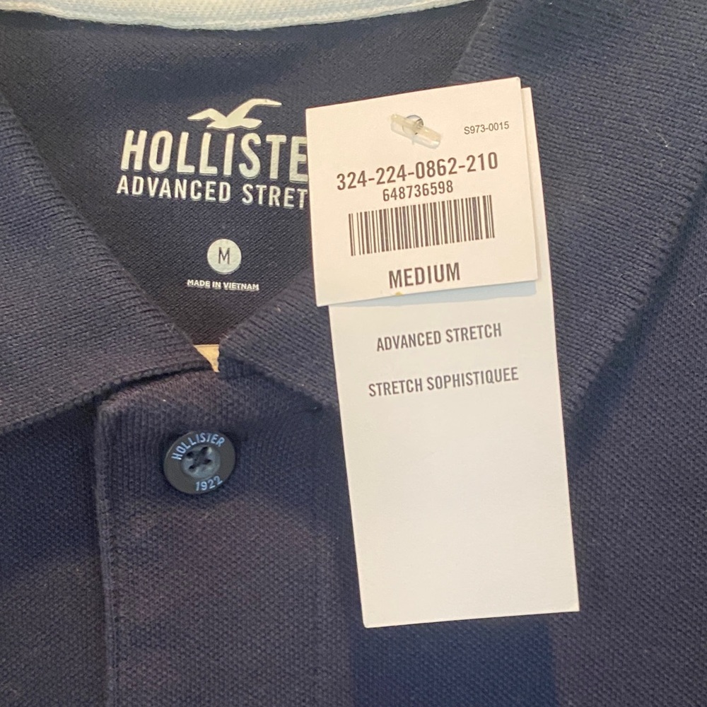 Hollister Men's Navy, White & Red Trim Block Polo - Men’s Medium - Picture 3 of 6